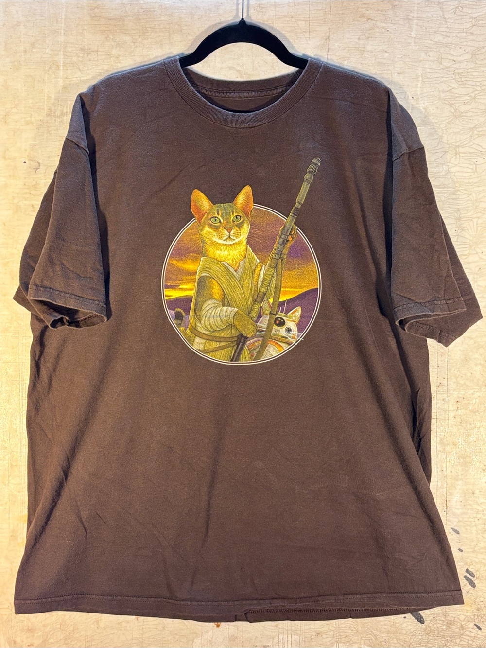 Ray Cat- BB car8 Themed Graphic T-Shirt - Brown with Orange Accents